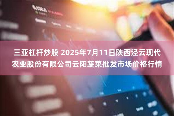 三亚杠杆炒股 2025年7月11日陕西泾云现代农业股份有限公司云阳蔬菜批发市场价格行情
